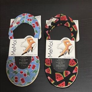 6pairs Women's Fine Edge Liner Socks - Cherry and Watermelon Prints NWT